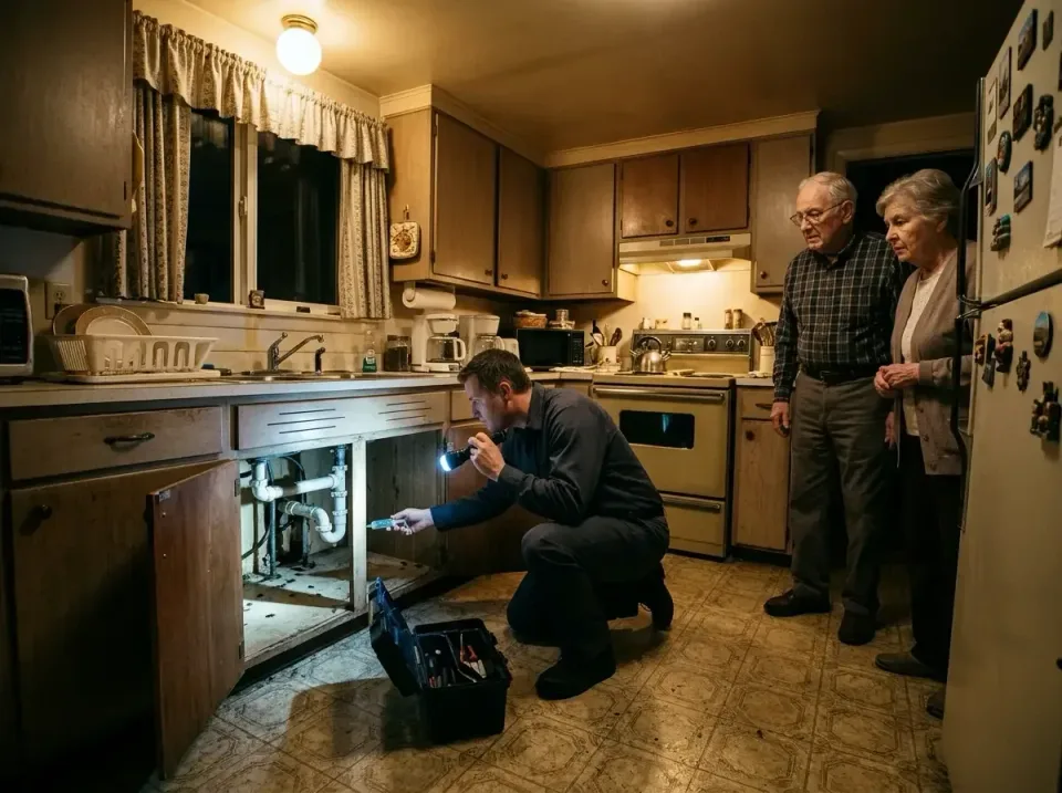 Pest Control Technician — Residential Kitchen Pest Control Technician — Residential Kitchen